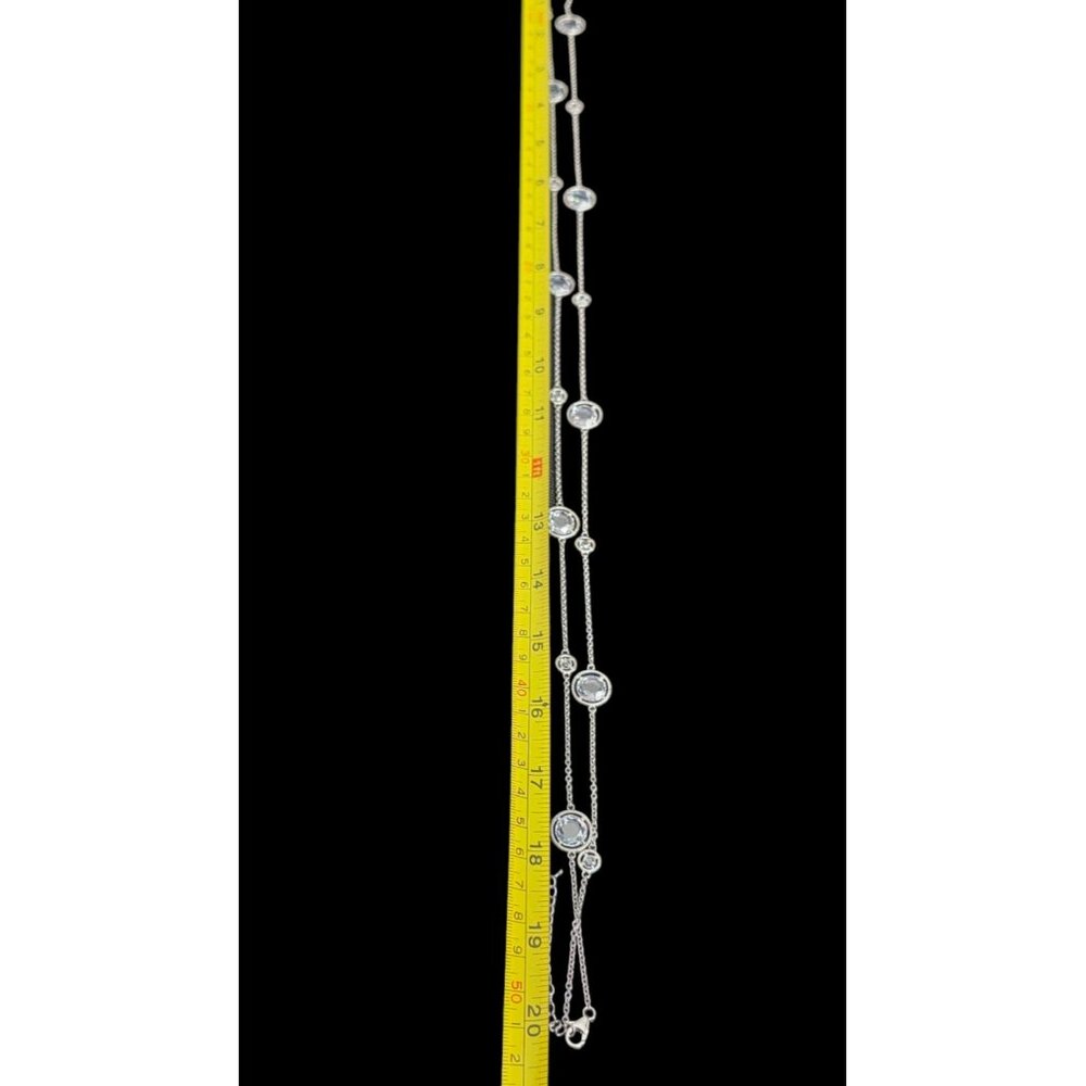 New Tocara Sterling Silver Necklace DiAmi Crystal Bezel Station 42" Long Bianca - Picture 11 of 12